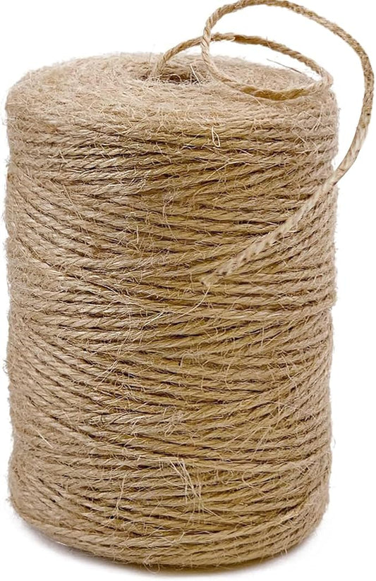 656 Feet 3Ply Jute Twine String, 2mm Natural Brown Thick Twine Rope for Crafts, Gardening, Tomato, Climbing Plant, Tie Flo...