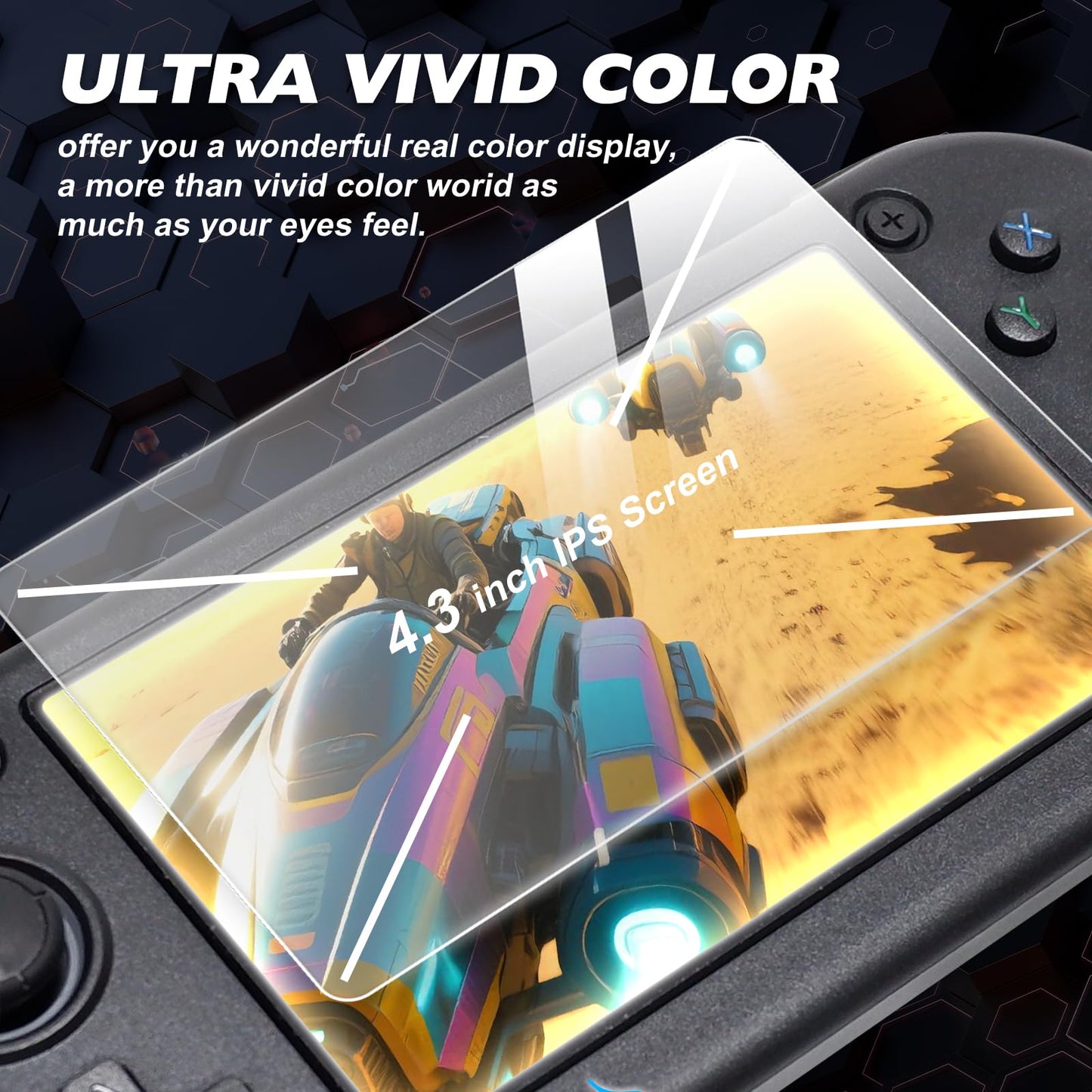 G28 Retro Handheld Game Console, 4.3" IPS Screen, 64GB Memory Card with 14000+ Games, 19 Emulators, 3000mAh Battery, OTG Support, 3D Joystick, Built-in Headphone Jack, Retro Gaming Console for Adults