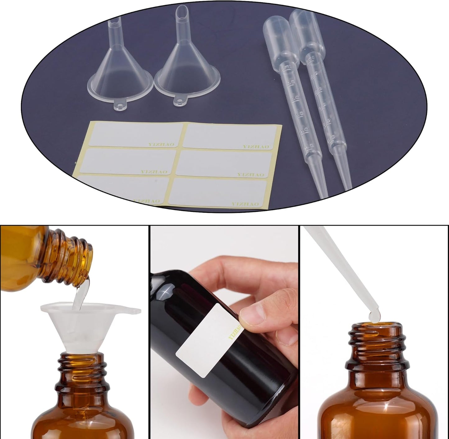 YIZHAO Black Glass Spray Bottles 4oz, with Small Fine Mist Spray, Metal Cap, Refillable for Essential Oil,Travel,Cleaning,Perfume,Aromatherapy,Makeup – 4 Pcs