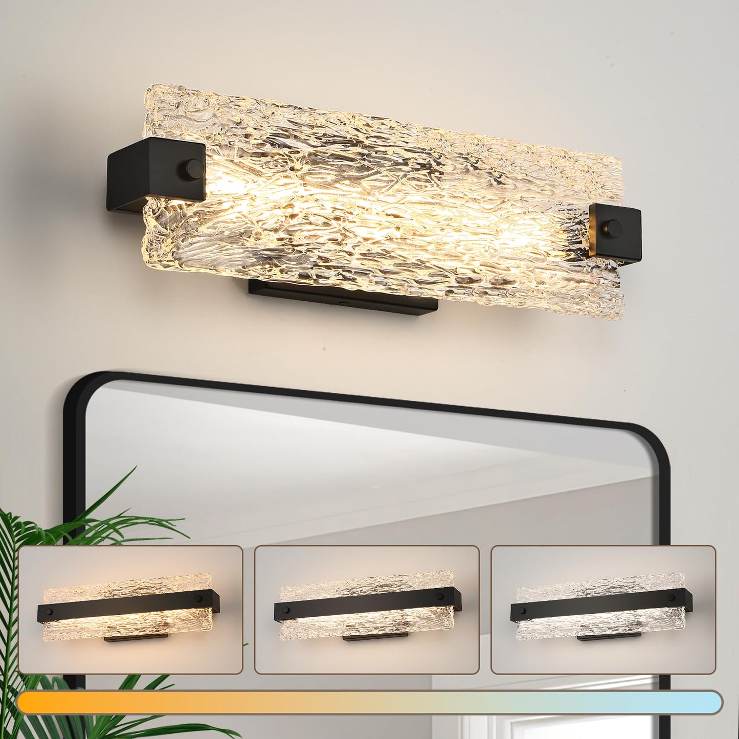 Osimir Modern Black Bathroom Vanity Light  16.5 Inch 10W Dimmable Led Bathroom Light Fixture Over Mirror  Crystal Bar Wall Sconce Lighting For Bath  3Cct  Os-Mm5001-2Bk