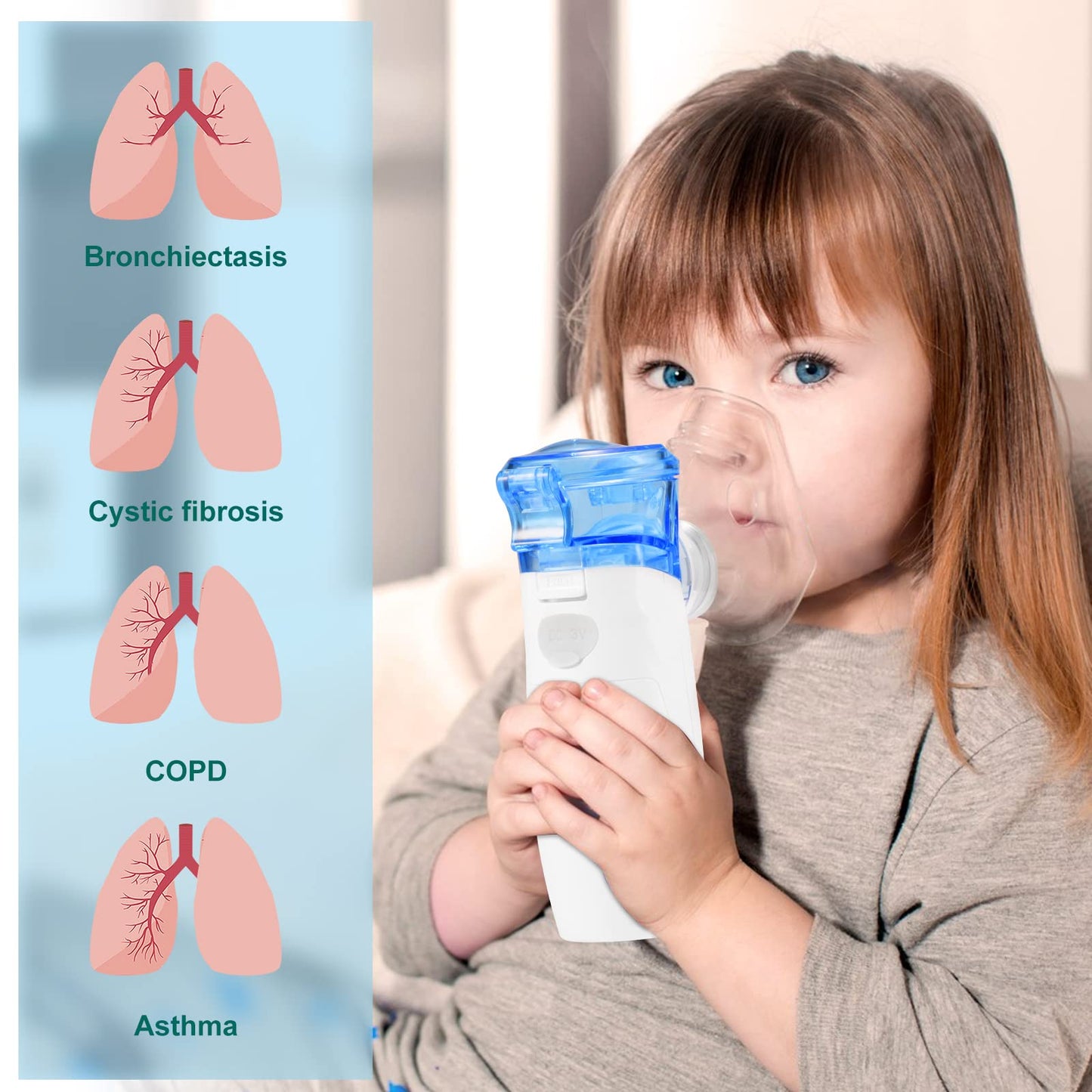GIPIWYB Portable Nebulizer - Includes 1 Set Accessories,Nebulizer with Auto Clean Mode for Kids Adult Family & Travel Use