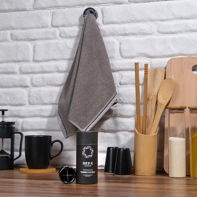HEFA Towel Holder, Towel Hooks, Dish Towel Holder, Kitchen Organization, Bathroom Accesories, Kitchen Towel Hook, Kitchen Towel Holder, Hand Towel Holder, Kitchen Gadgets 4 Pack, Black Pearl
