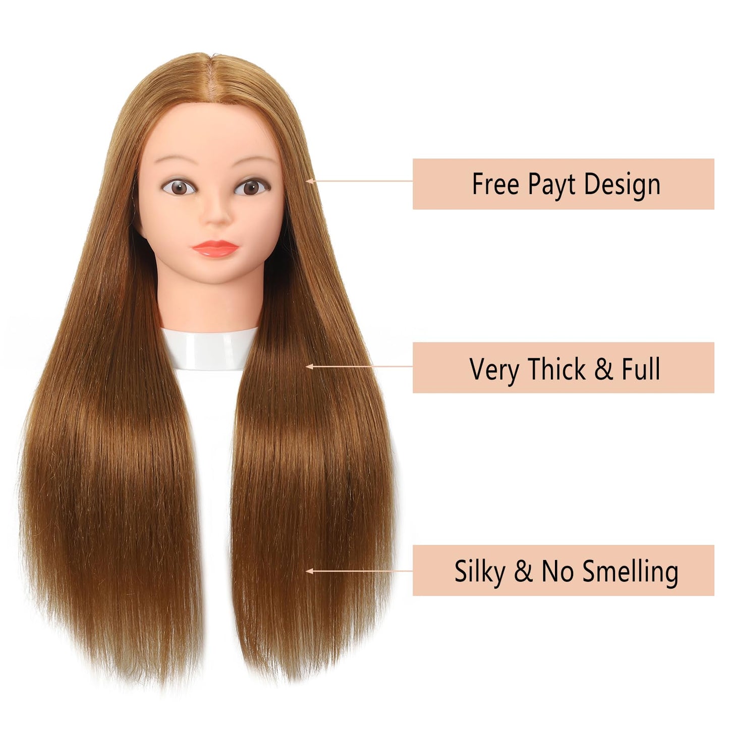 Opini Mannequin Head with 80% Human Hair - Straight, 26"-28" Doll Head for Cosmetology & Hairdresser (#27 Light Brown)