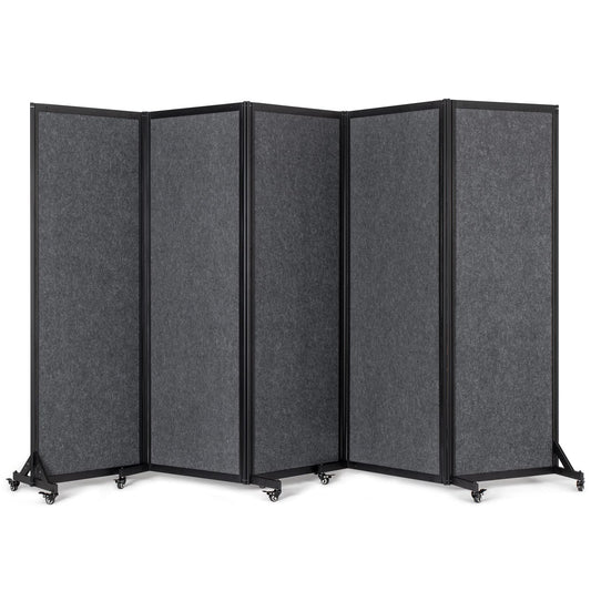Strongbird Office Divider,Room Partition, Privacy Partition Separator,Portable Commercial Screen Dividers,Classroom School Dividers,10'6"W x 6'7"H,5 Panel,Grey