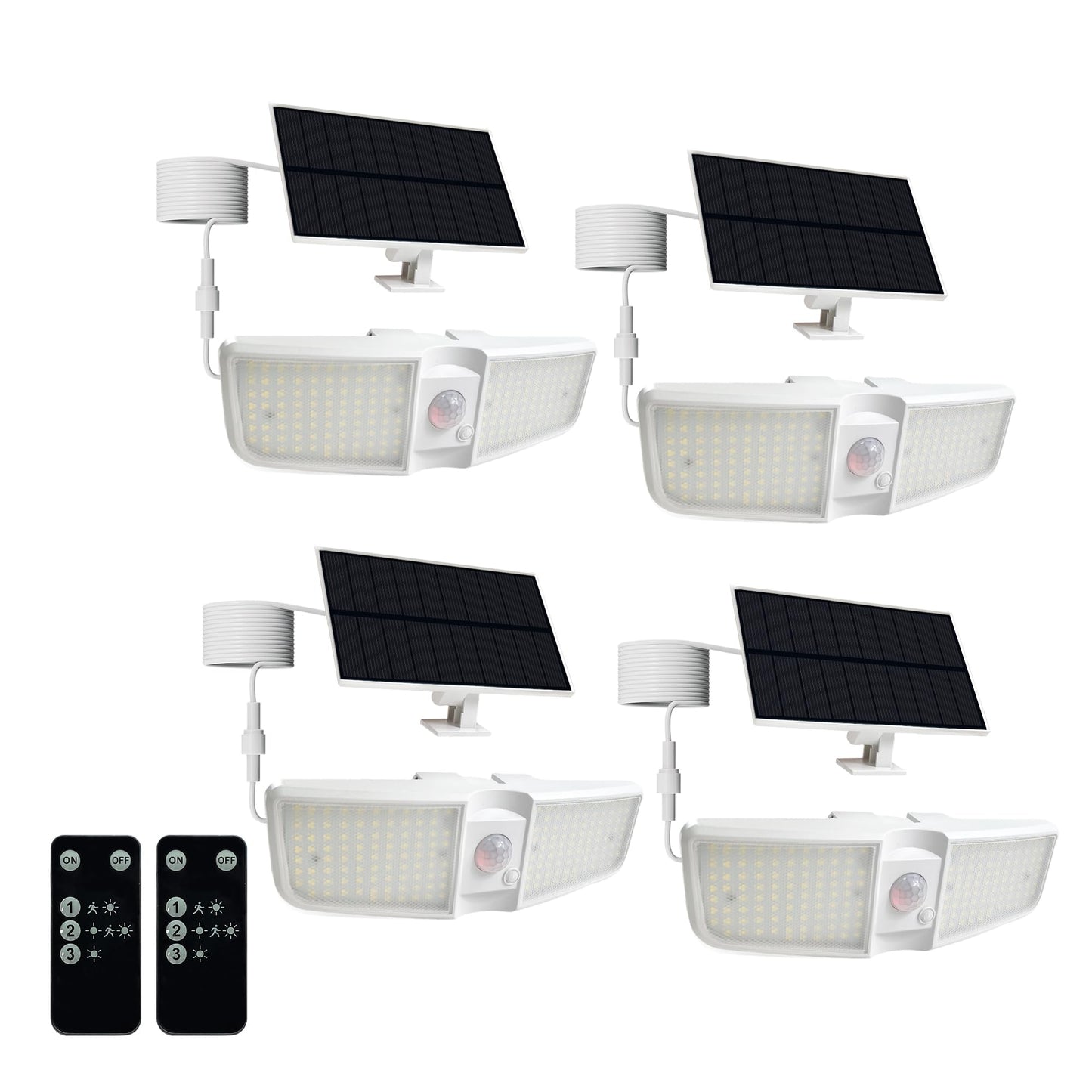 Cozeet Solar Motion Sensor Floodlights 6500K, 180 LED, Waterproof, 4-PCS, White, Model COZEET-LB-WHITE-4PCS