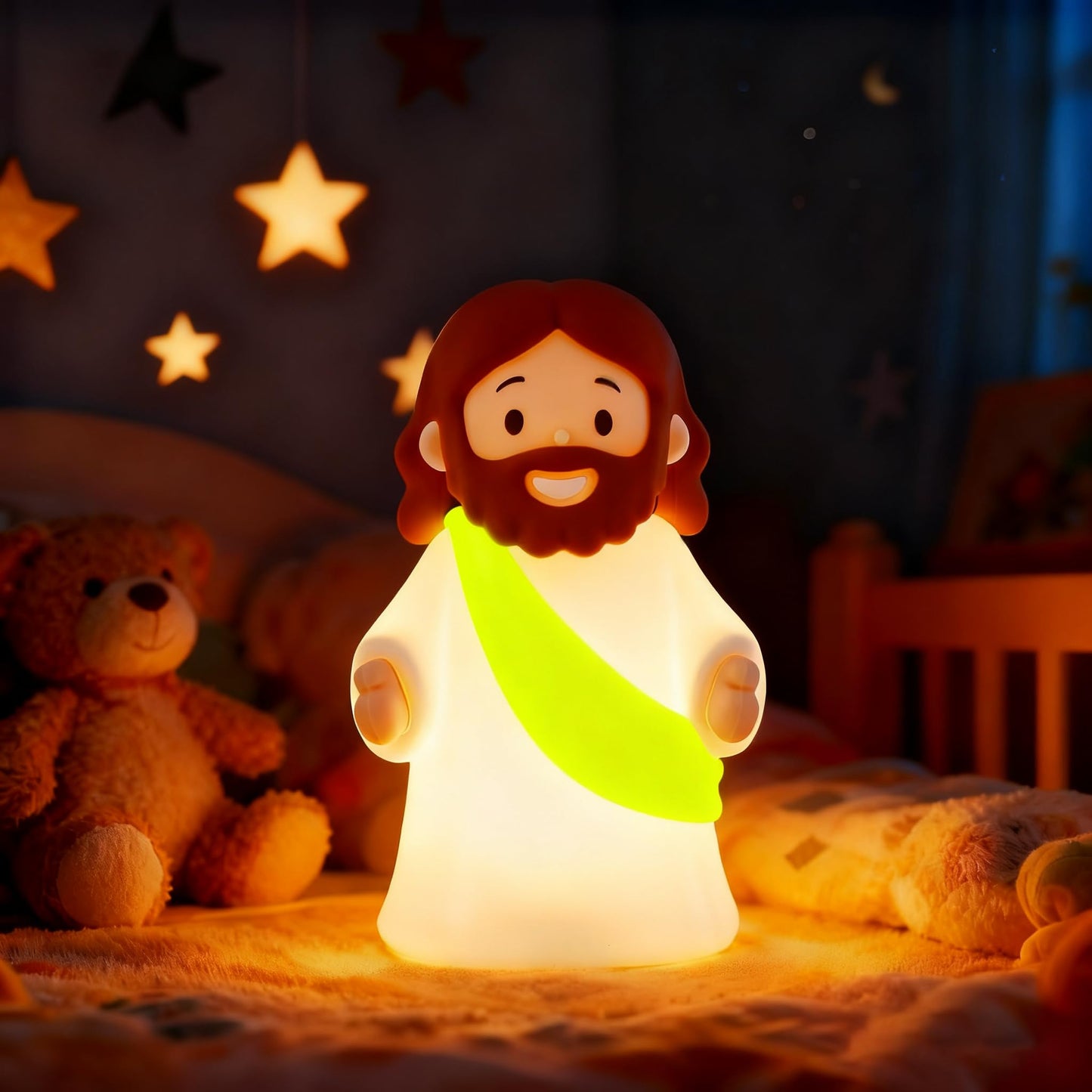 Magical Jd Little Jesus Night Light Mini Jesus Silicone Lamp Dimmable Nursery Nightlight For Kids Rechargeable Bedside Touch Lamp Perfect For Christmas  Easter And Baptism Gifts (Yellow)