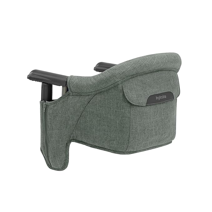 Inglesina Fast Table Chair, Pine Green Melange - Portable Baby High Chair - for Babies & Toddlers up to 37 lbs - Fits Tables 0.8'' to 3.5'' Thick - Compact & Easy to Use - Travel Bag Included