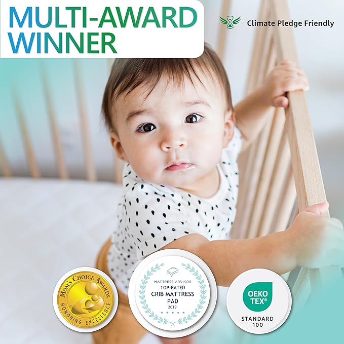Margaux & May Crib Mattress Protector Pad 2 Pack - Ultra-Soft Waterproof Breathable Premium Bamboo Rayon - Noiseless Fitted Dryer Safe Cover for Crib. High Absorbency Oeko-TEX Certified