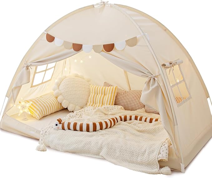 Twin Size Bed Canopy Bed Tents Dream Tent on Bed Privacy Space Blackout Sleeping Tents Indoor Breathable Portable Cottage Drafty Room Floor Bed Tents