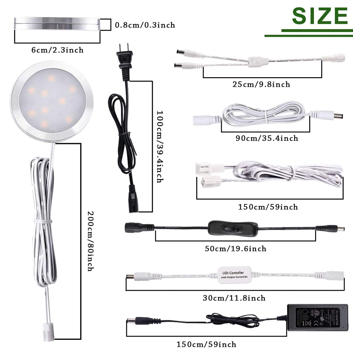 AIBOO LED Under Counter Lighting, 12W Dimmable Puck Lights, 12 pcs, Aluminum, 6000K Daylight White, Model YK-300000197
