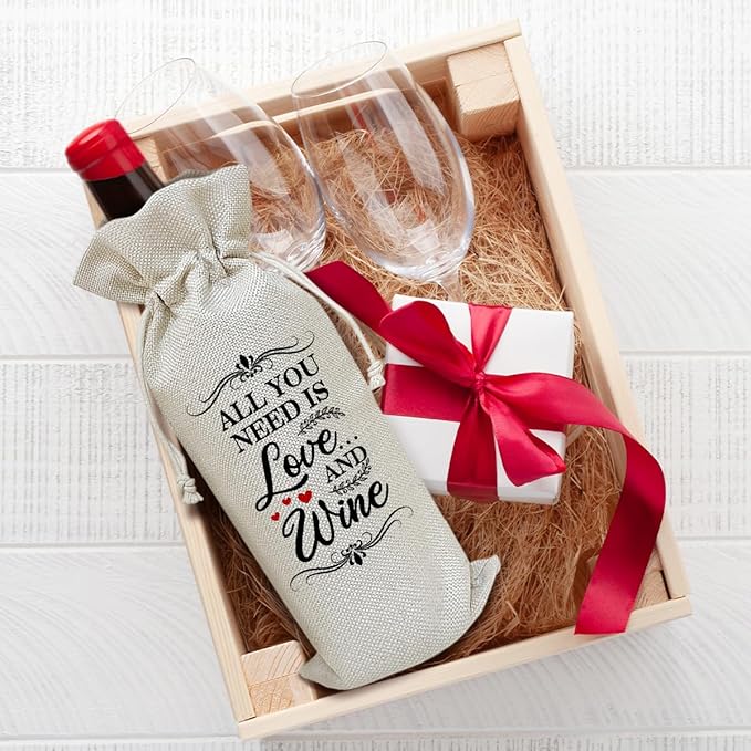 Engagement Wine Bag, Bridal Proposal Gifts Engagement Gift for New Couple Girlfriend Boyfriend, Party Favor Wine Champagne Gift Bag With Drawstring -26