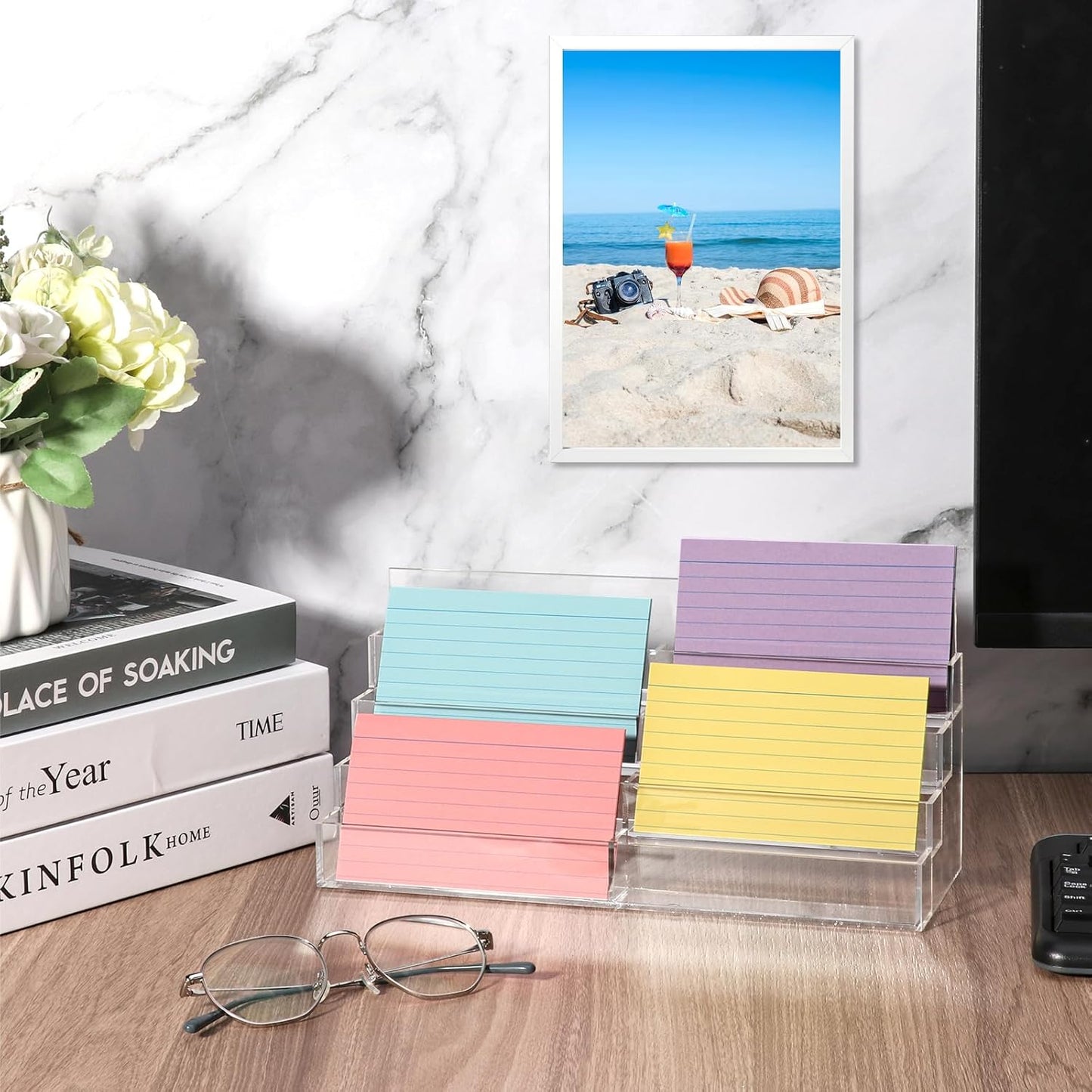 4 Tier Index Card Display Stand 3x5 Acrylic Card Holder for Desk File Note 8 Pockets Clear Postcard Stand Index Card Rack Acrylic Business Card Stand for Office Classroom 10.8 X 4 X 5.1 No Index Card