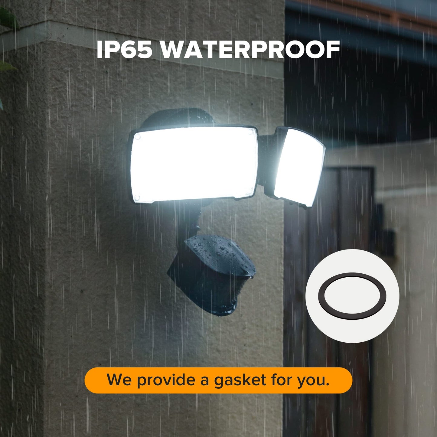 Lutec Dual-Head Led Floodlight, 38W 3500 Lumen, Motion Activated, Black, Model 7635401012-B, 5000K Daylight, Dusk