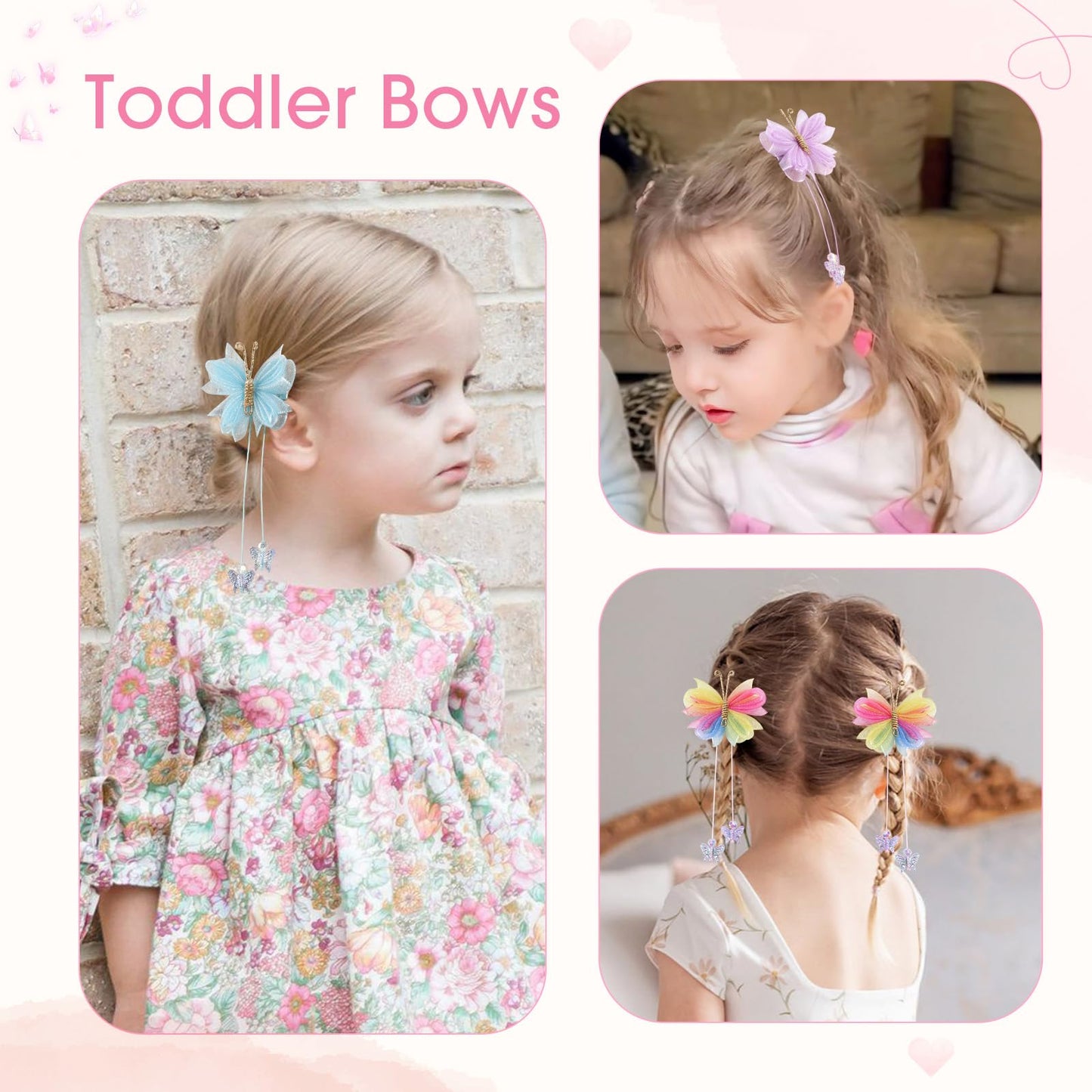 Oaoleer 10PCS Mini Butterfly Hair Bows 2  Tulle Mesh Colorful Butterfly Hair Bows with Tail Hair Accessories for Baby Girls
