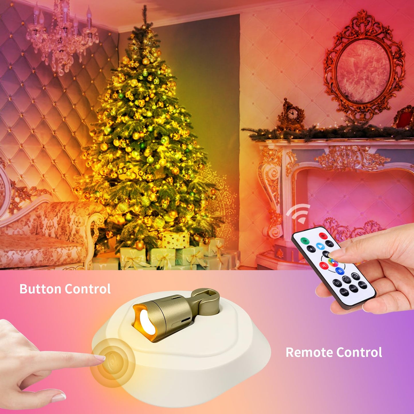 LEASTYLE LED Wireless Spotlights, RGBW Rechargeable Up Lights, 16 Color Options, Dimmable Accent Light, White+Gold, 2 Pack