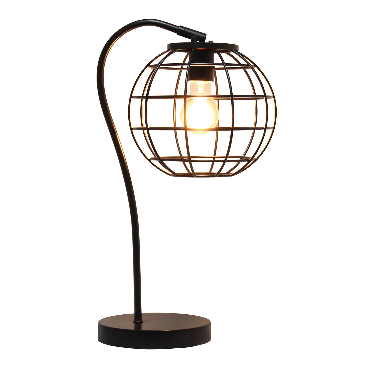 Elegant Designs Lt2068-Blk Metal Table Desk Lamp, Black Caged Design