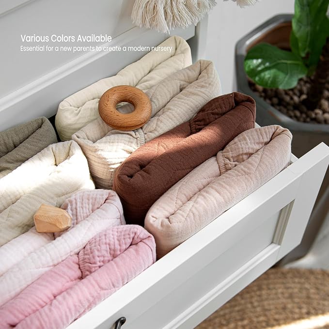 lulumoon Muslin Changing Pad Cover: Baby Cotton Quilted Changing Table Cover - Soft Changing Pad Sheets for Boys Girls