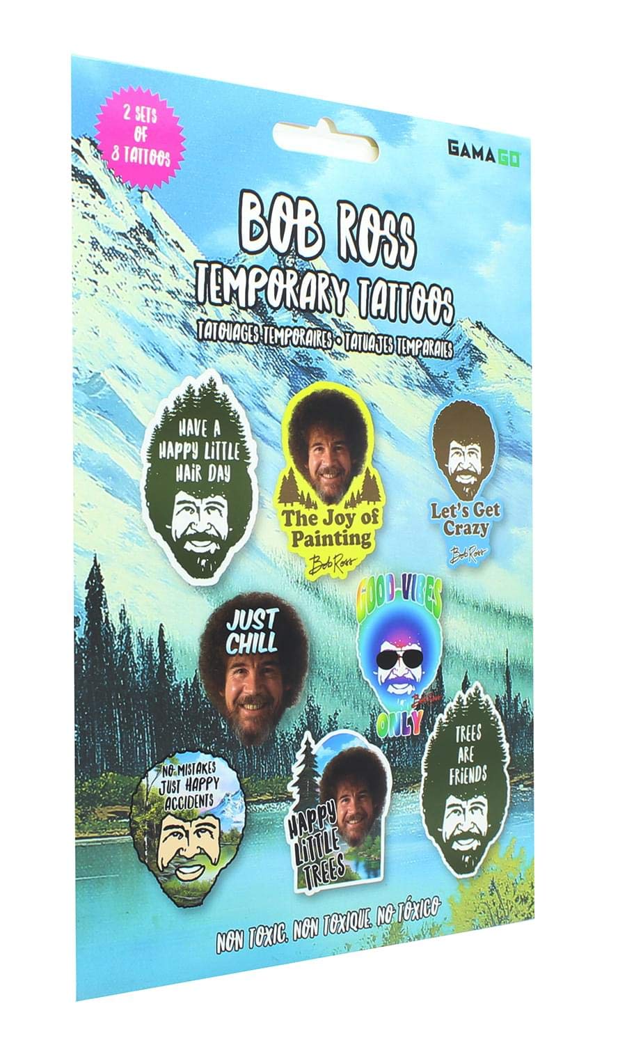 Gamago Bob Ross Temporary Tattoos, Multicolor