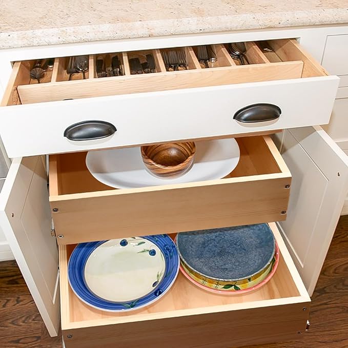 Pull Out Cabinet Organizer 20''W×21''D×16''H Soft Close Slide Out Wood Drawer Shelves for Kitchen, Finished, Bottom Assembly(Cabniet Require Opening >20.5'', Depth>21.5'', Height>16.5'')