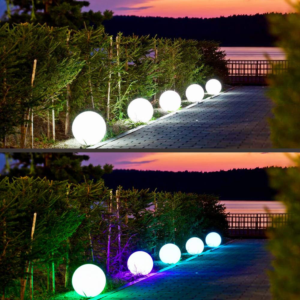 Mr.Go LED Glowing Ball Light Orb Globe Lamp, 16in Waterproof, Rechargeable, 16 RGB Colors, Model CQ-B206, Indoor/Outdoor Use