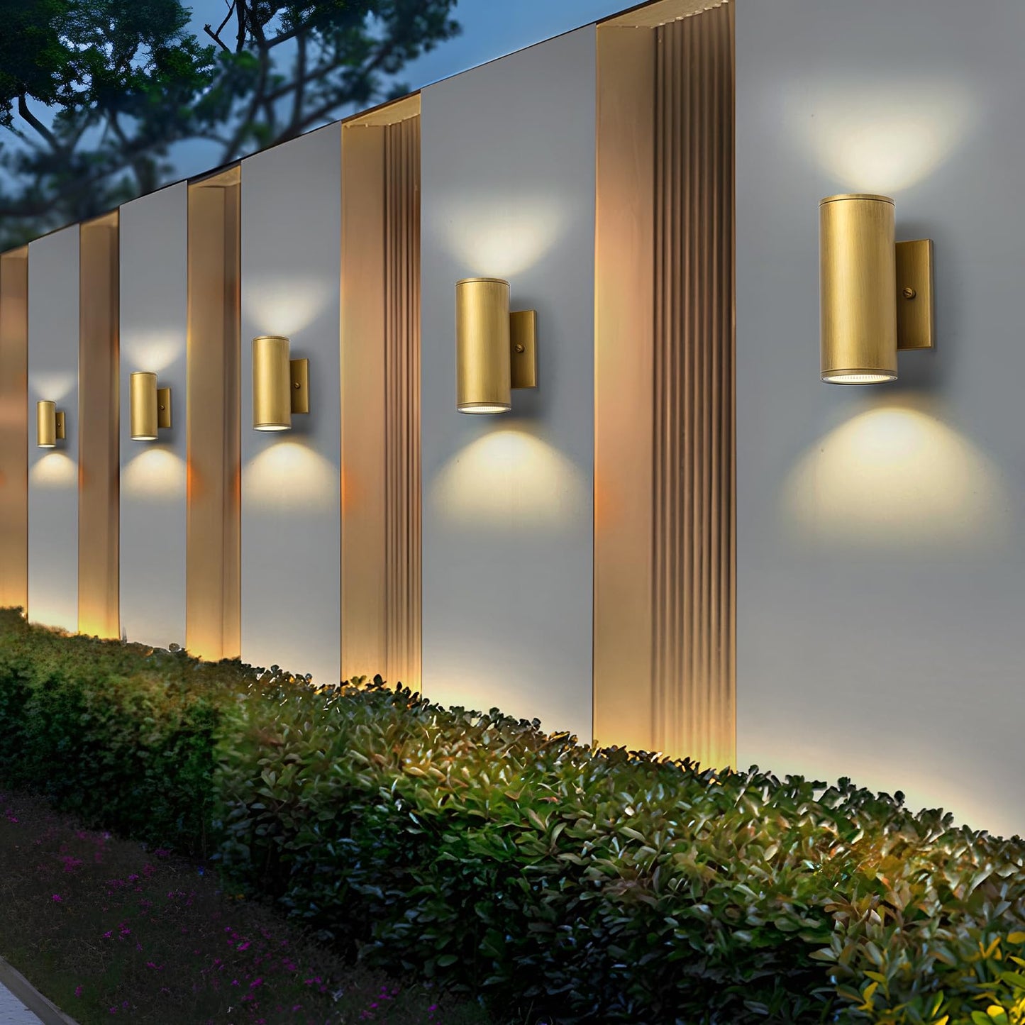 Zicbol Modern Led Outdoor Wall Lights 7 Cylinder Up And Down Exterior Lighting Fixtures Handmade Gold Outdoor Wall Sconce Wall Mount On Any Direction
