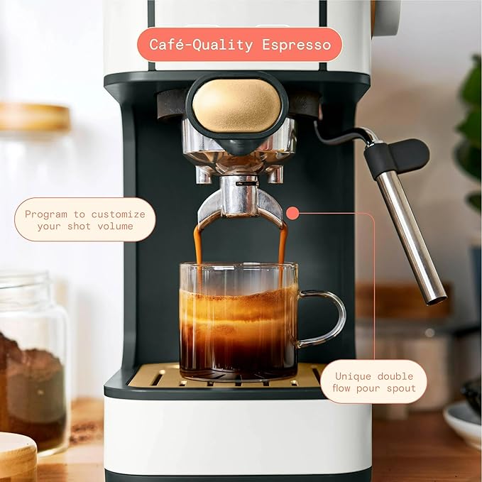Beautiful 20-Bar Slim Espresso Machine | Single & Double Shot Programmable Brewing, Compact 4.7-in Width, Stainless Cup Warmer, Auto Shut-Off, 50 oz Tank