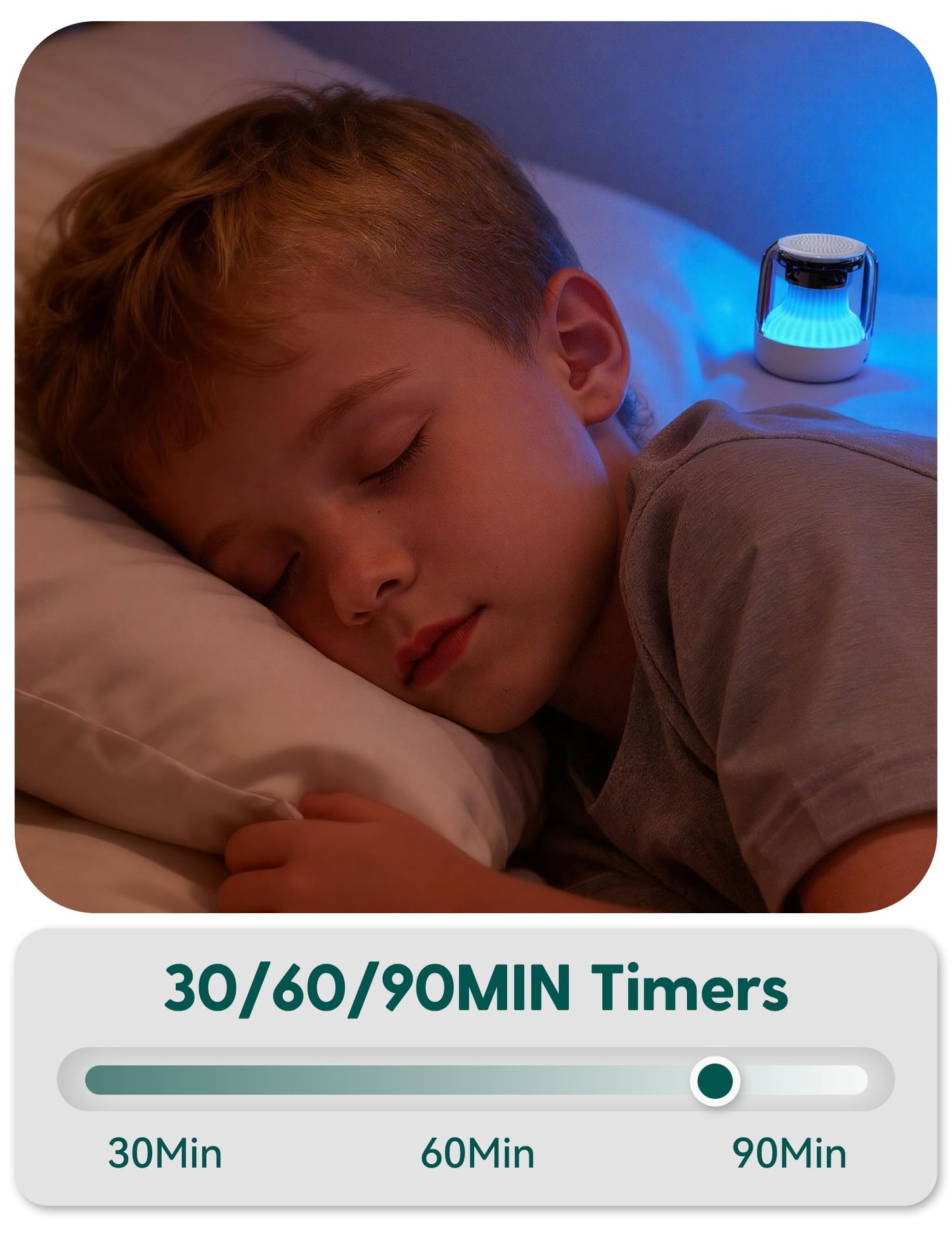 Babelio Pocket Glow White Noise Sound Machine - Upgraded 7 Color Night Lights, 20 Non-Looping Sounds, Timer & Memory Function, Portable for Adults & Babies, White