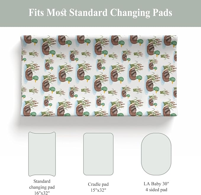 Cute Mallard Ducks Pond Changing Pad Covers for Baby Girl Boy Hunting Duck Season Fitted Change Table Cover Mats Wild Duck Reef Lake Soft Diaper Changing Table Sheets 32''×16''