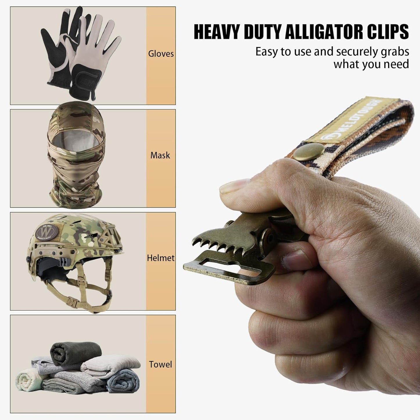 MELOTOUGH Glove Clip Tactical Glove Clips Work Glove Holders Strap with Alligator Clip for Tool Belt,Tool Bag,Tool Backpack