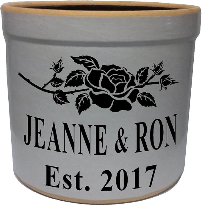 2 Gallon Personalized Stoneware Crock - Rose