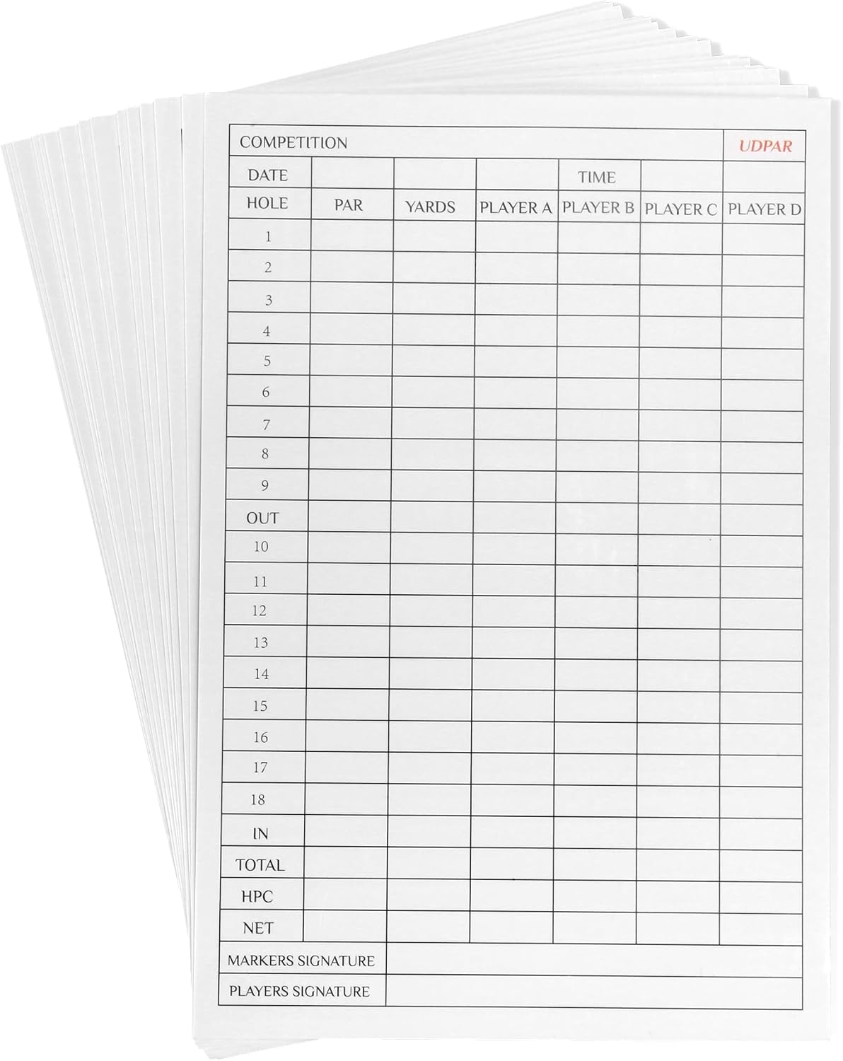 Golf Scorecard Holder (6 Colors - Premium Vegan Leather) | Yardage Book (4-Pack, Waterproof Stone Paper) | Scorecards (20-Pack White Cardstock) – Idea Gift for Golfers