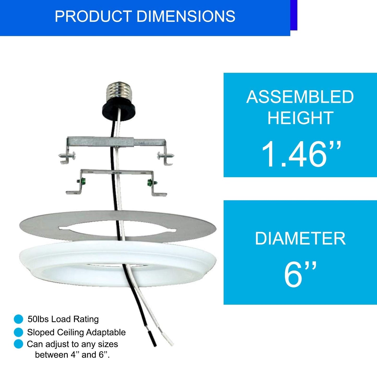 Ciata Recessed Can Light Conversion Kit To Pendant, 6 Pack, White Finish, Plastic