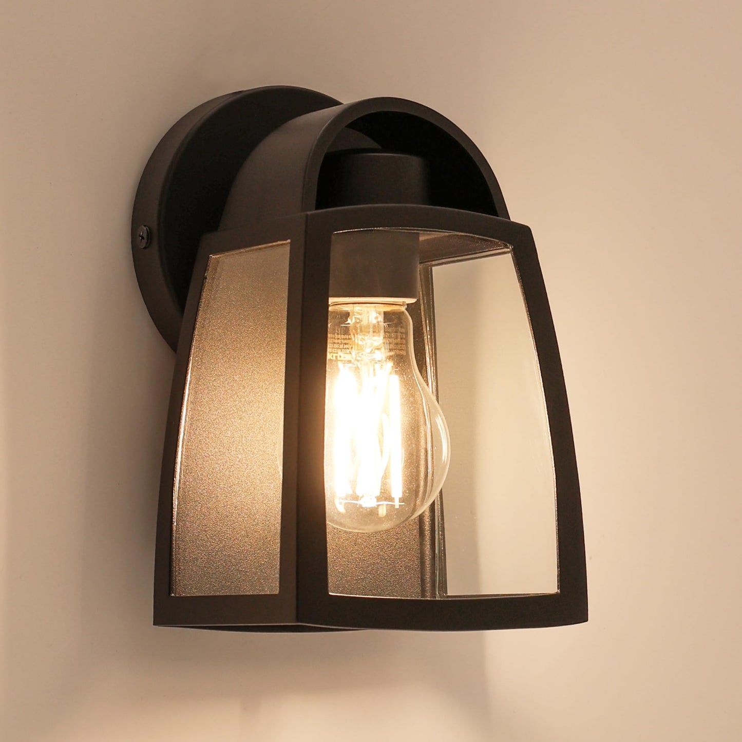 Lutec Outdoor Wall Light Fixtures  Exterior Waterproof Wall Lantern With Clear Glass Shade  Aluminum Modern Matte Black Porch Sconce Outdoor Lighting For Garage Entryway Yard