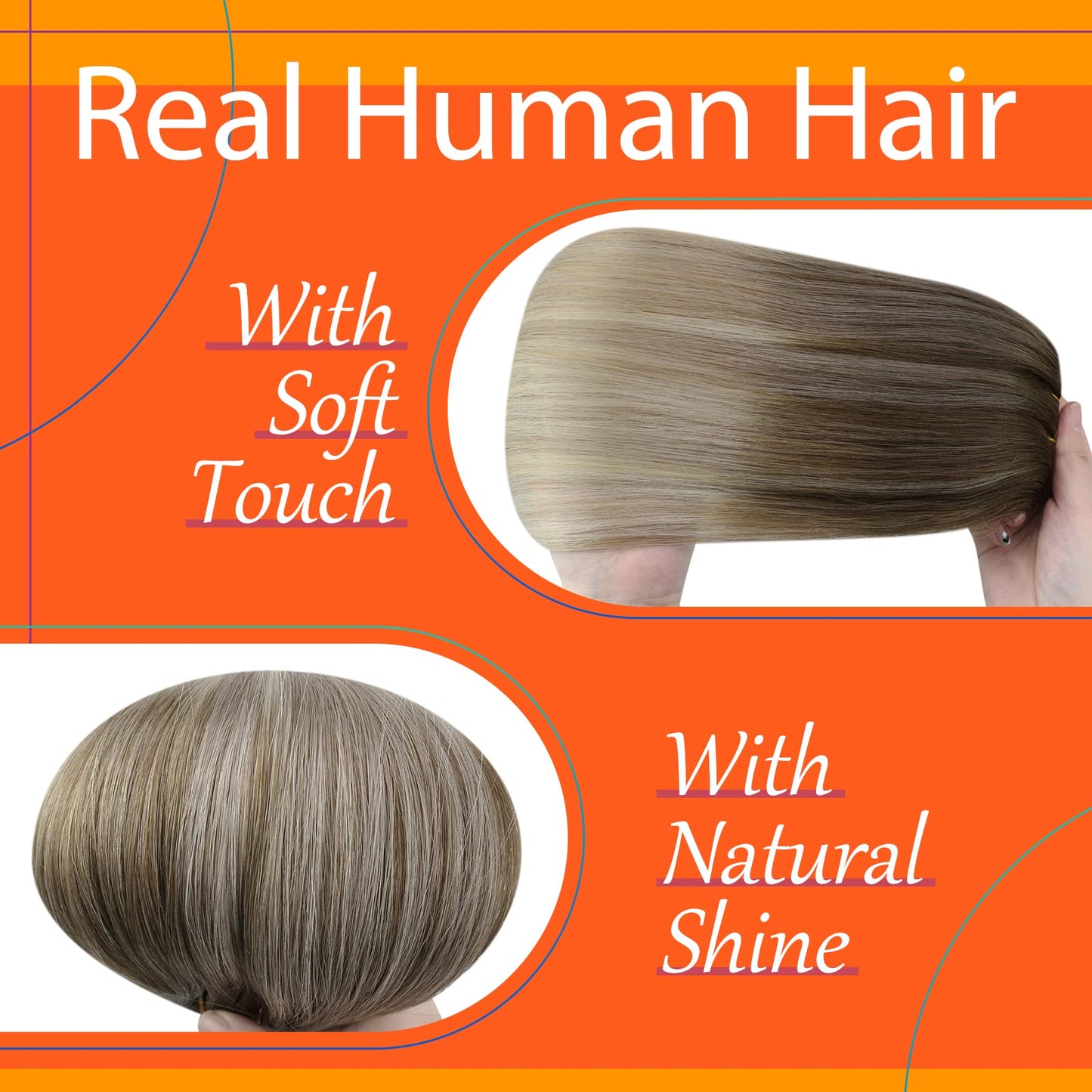 [Uncontinued] Clip in Human Hair Extensions, Sunny Ombre Clip in Hair Extensions Real Human Hair, Balayage Clip in Extension Hum