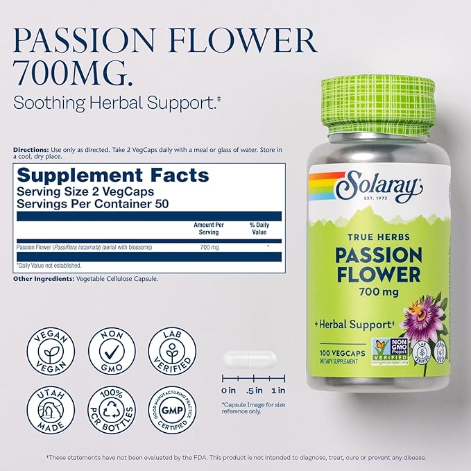 SOLARAY Mega Vitamin B Stress and Passion Flower Bundle - Timed Release Vitamin B Complex with Vitamin C - Energy, Mood and Immune Support with B6, B12, Plus Soothing Herbal Support, Vegan, 276/100ct