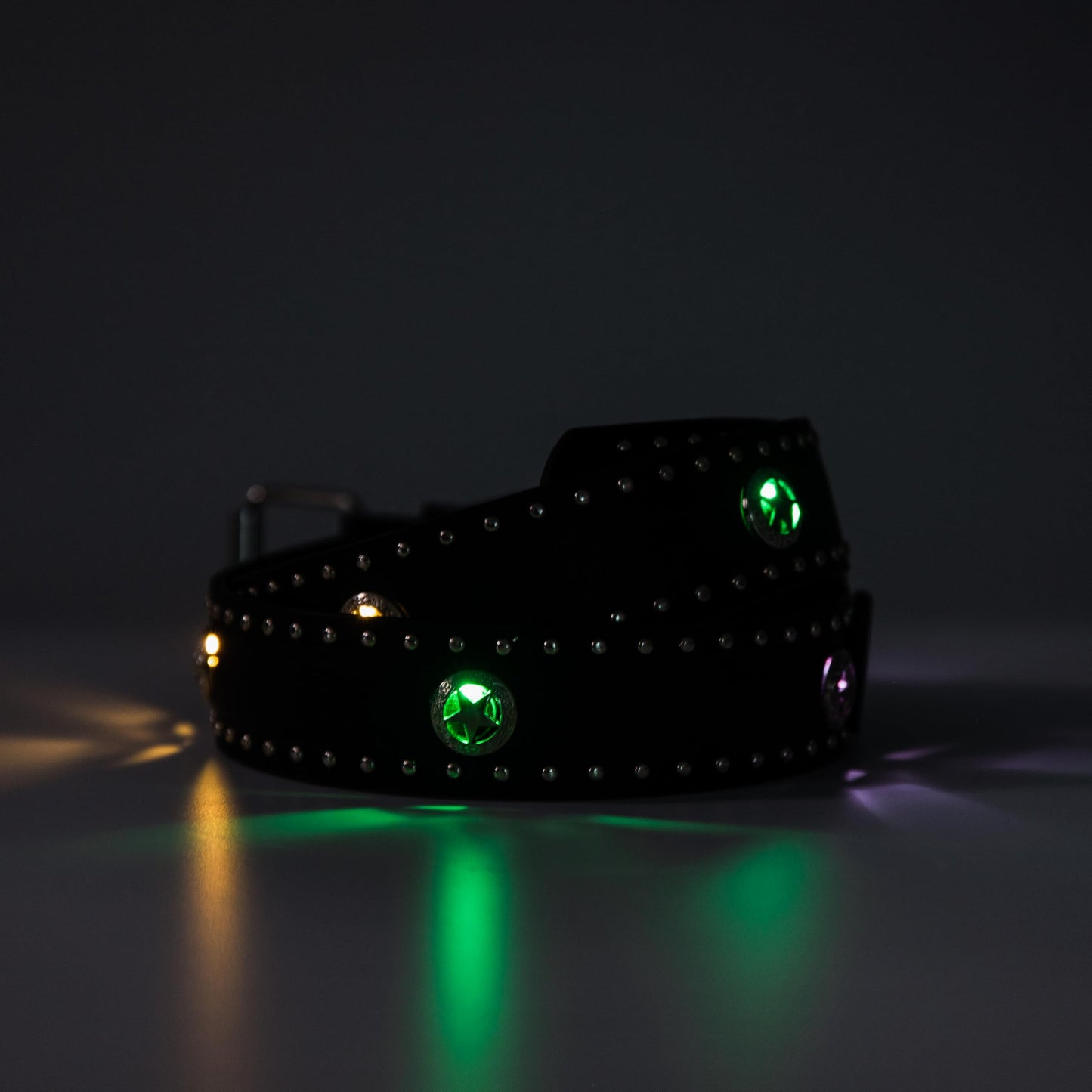 1PC Studded belt LED Y2K punk，suitable for activities or festivals, for both men and women(with LED lights embedded in the belt) (Brown)