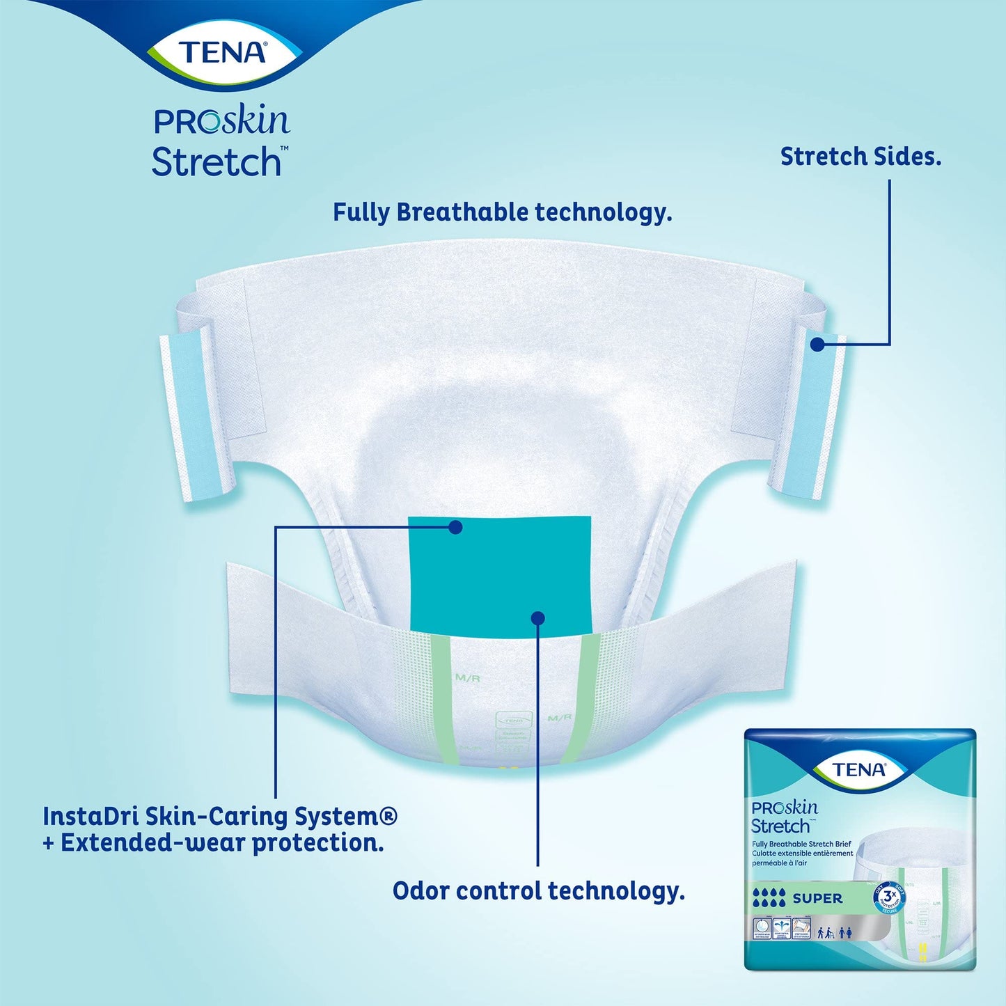 TENA Stretch Super Briefs, Incontinence, Disposable, Heavy Absorbency, Large/XL, 28 Count, 28 Packs, 28 Total