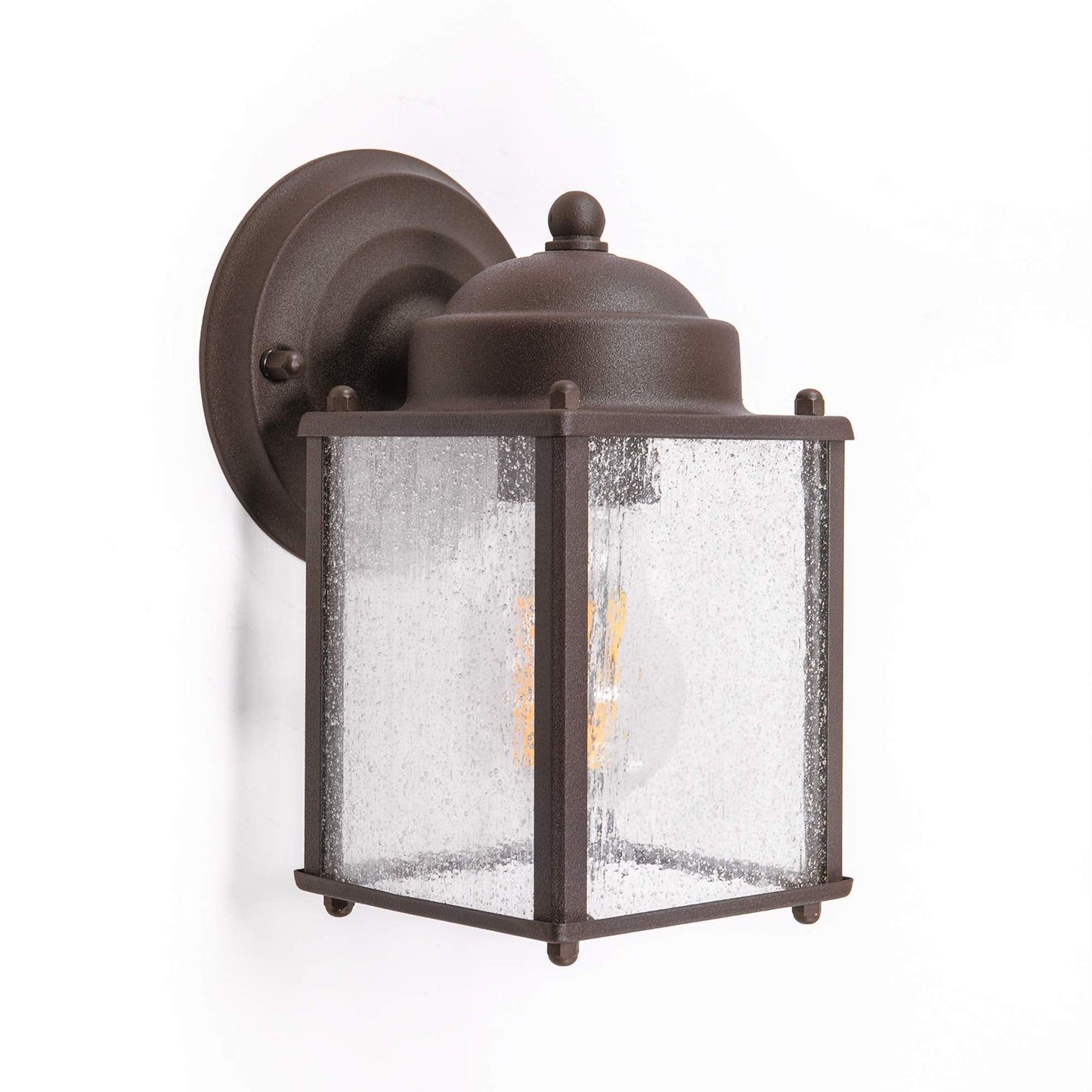 Coramdeo Outdoor Farmhouse Square Coach Light For Porch  Patio  Deck  Barn  Wet Location  Standard Medium Base Socket  Durable Rustic Bronze Finish & Seedy Glass