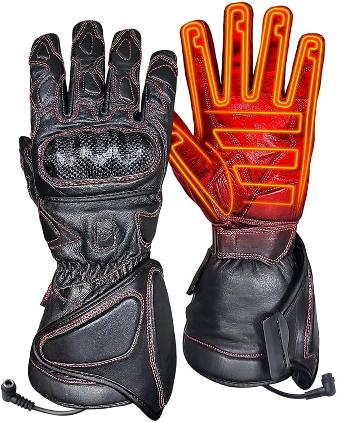 Gerbing 12V Heated Motorcycle Gloves, Extreme TPU Hard Knuckle, Water-Resistant, Leather, Unisex Ergonomic Fit 3XL