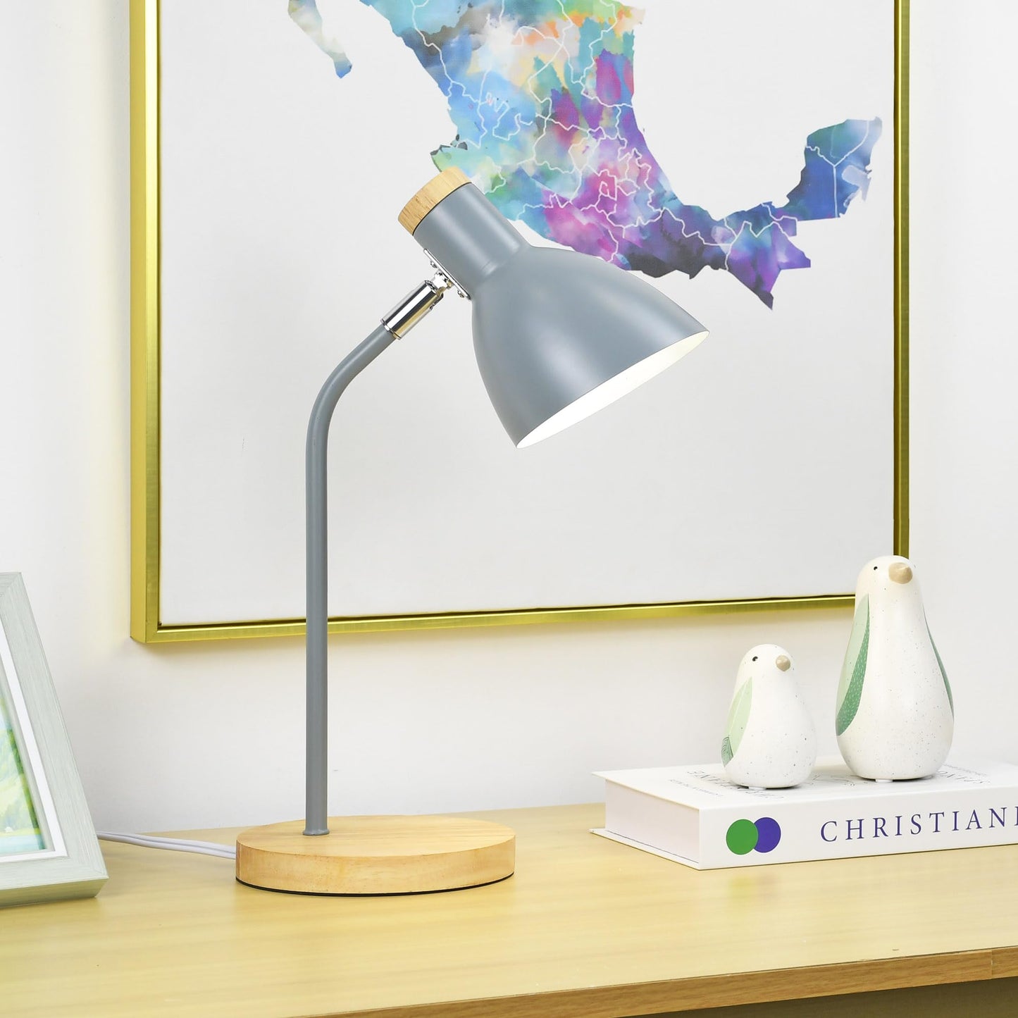 Lampwell Helle Grey Adjustable Desk Lamp - Metal, 9.69X5.91X14.88In, Ideal For Home Office, Bedrooms, Kids, Students, Model 21904