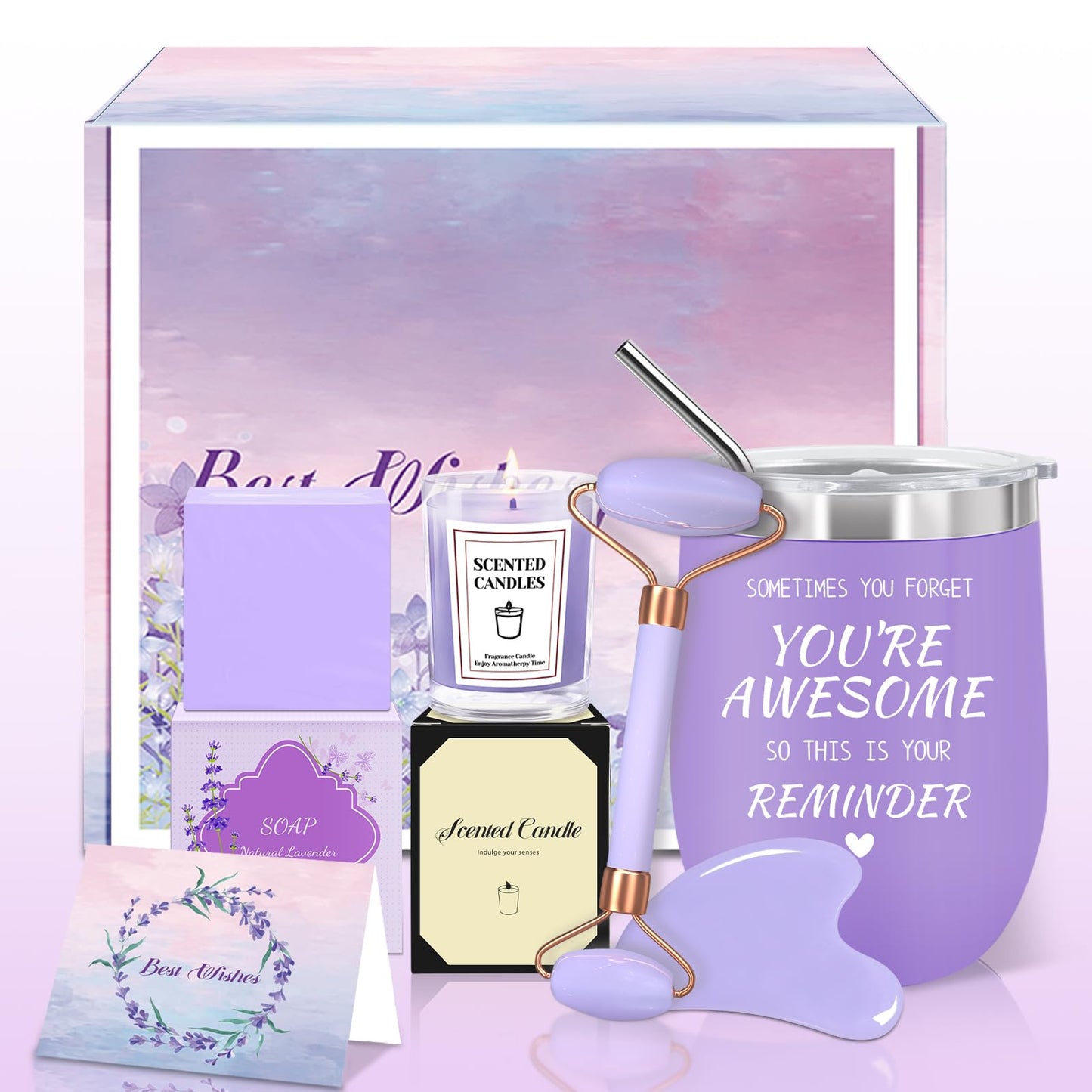 Gifts for Women, Spa Self Care Get Well Soon Gifts with Gua Sha Facial Tools, Thank You Gift for Wife, Coworkers, Friends, Gift
