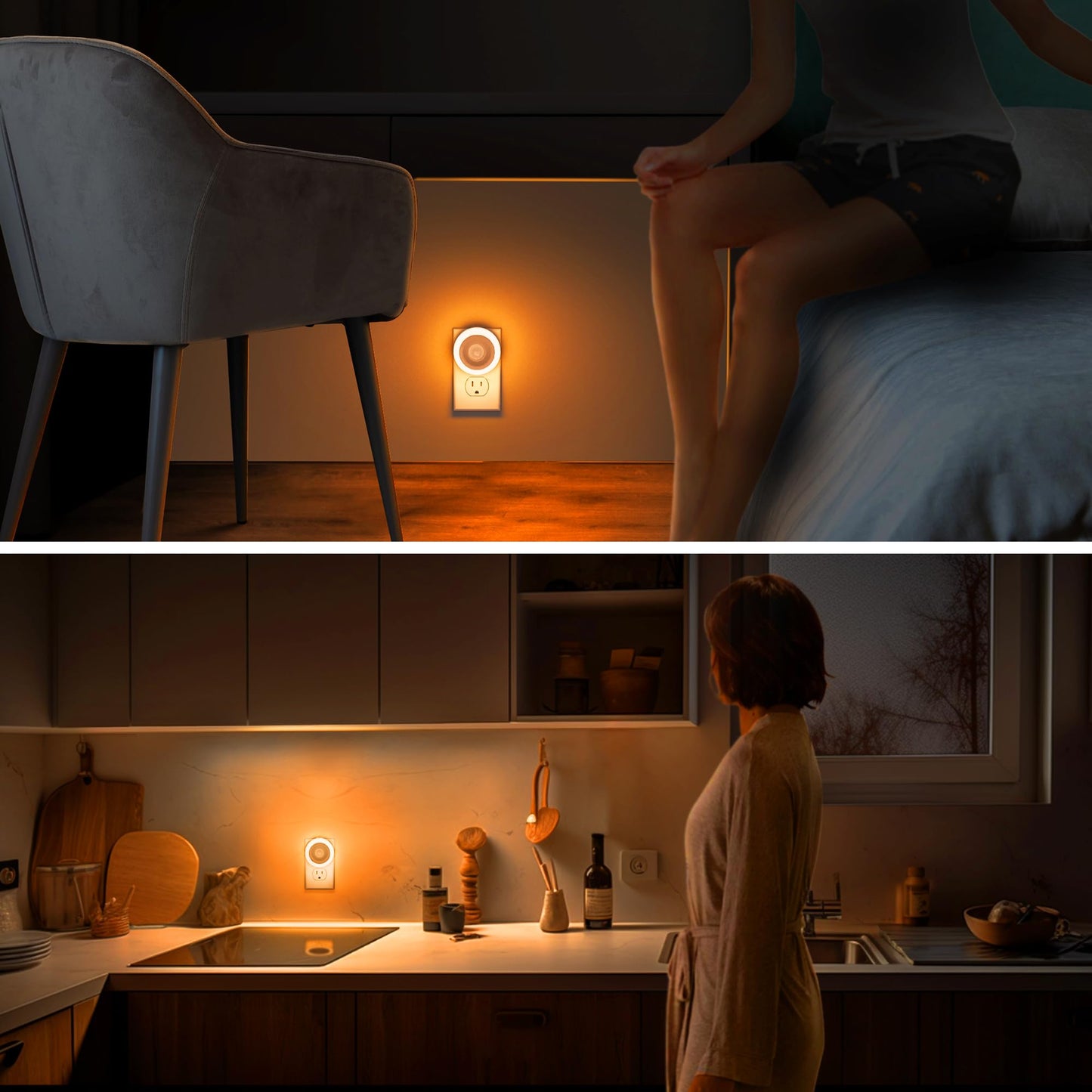 Briignite Motion Sensor Night Light Orange  [2 Pack] Night Lights Plug Into Wall  Auto On/Off Motion Activation Nightlight  Energy-Saving 0.6W Led Amber Night Light  Ideal For Kids  Bedroom  Bathroom