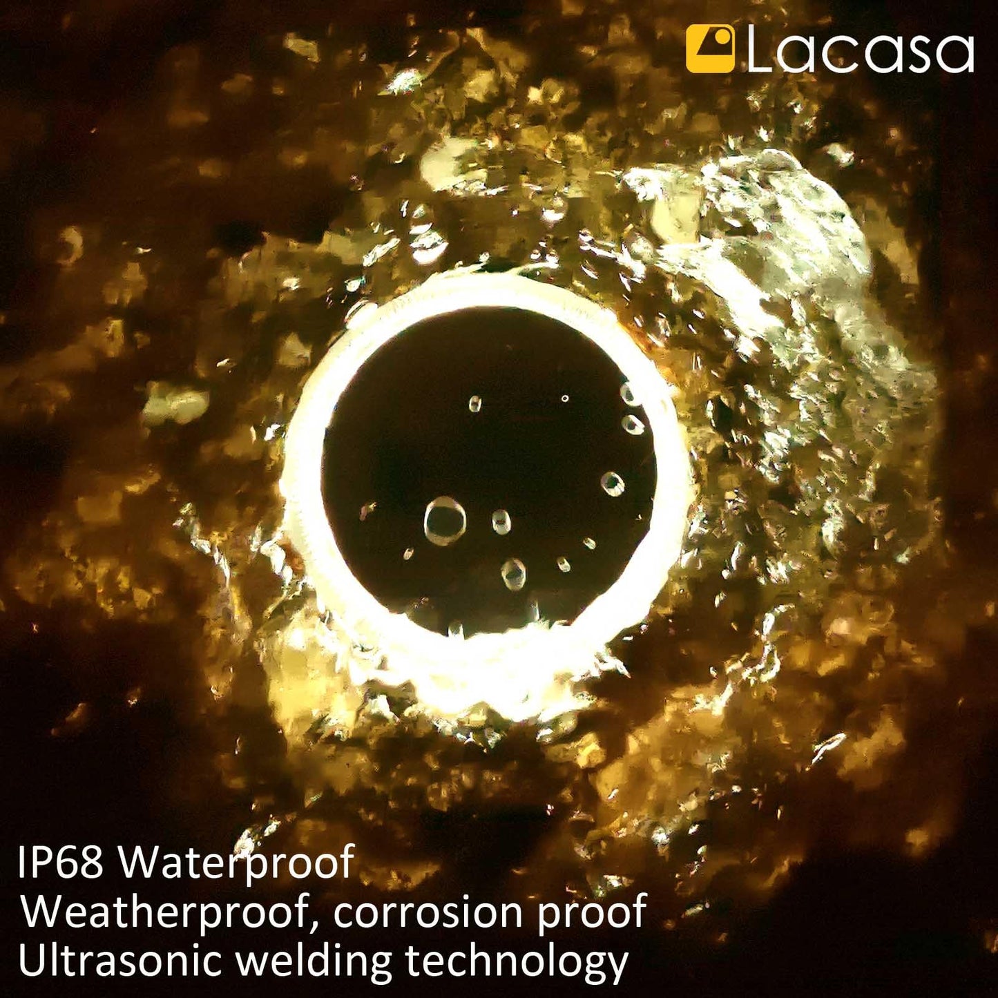 Lacasa Solar Deck Lights, 4 Pack, 30LM, IP68 Waterproof, Auto ON/OFF, Warm White 2700K, Round