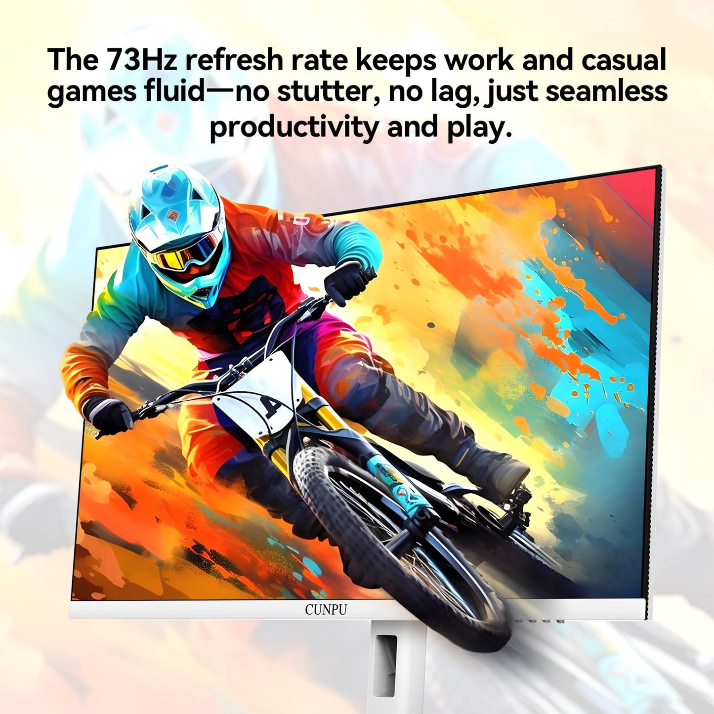 CUNPU 27 Inch 4K White Monitor, 73Hz Refresh Rate, UHD (3840 * 2160) IPS Ultra-Slim Bezel Monitor for Photo Video Editing, E-Book Mode, ΔE < 2, 100% DCI-P3, 1.07B+ Colors, DP/HDMI