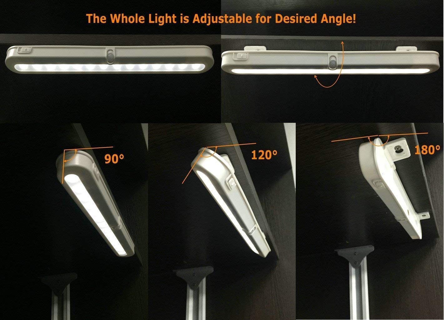 Bls T01L Led Closet Light - Wireless Motion Sensor, 20 Super Bright Leds, Battery Powered, White, Adjustable Light Beam