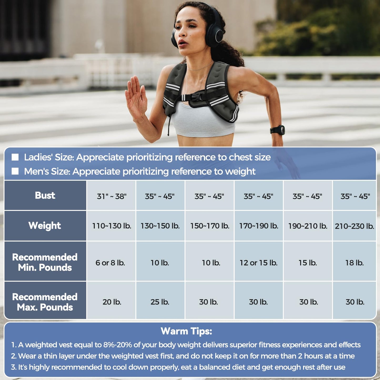 Zeerun Weighted Vest for Women & Men with Reflective Stripe and Adjustable Buckle, Comfortable & Durable Rucking Vest for Walking, Running & Strength Training, 8LBS-Gray