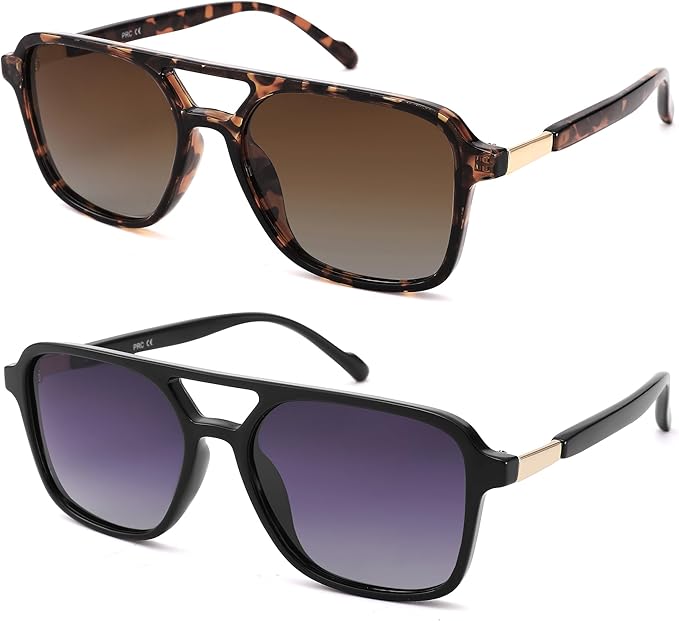 GLARDEFE Retro Polarized Aviator Sunglasses for Women Men - Trendy Cool Square Shades Sun Glasses