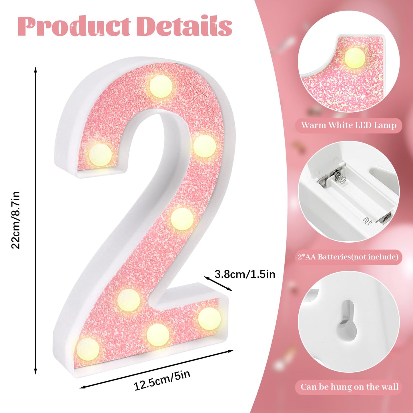 8.7In 21St Birthday Decorations Gifts For Her Him  Light Up Numbers Decorative Sign For 21St Birthday Wedding Work Anniversary Backdrop Table Wall Decor(Shining Pink)