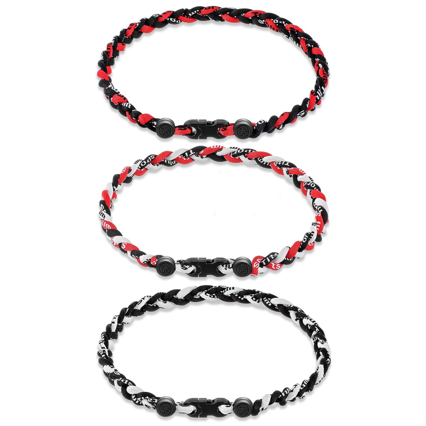 Junkin 3 Pcs Baseball Necklaces Three Braided Rope Titanium Necklace for Team Gifts Boys Men Player Softball Fans Sports (Black