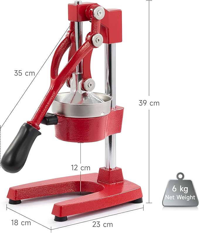 CO-Z Manual Citrus Juicer, Professional Orange and Lemon Juice Maker, Easy to Clean, Red